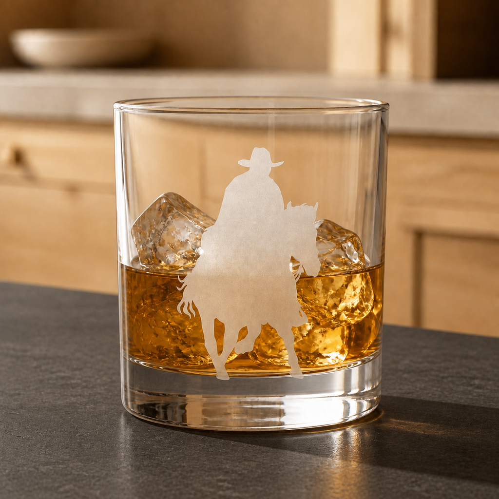 The Lone Rider Whiskey Glass